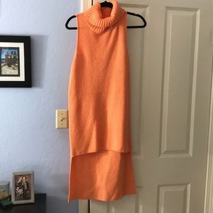 Orange knit high low dress